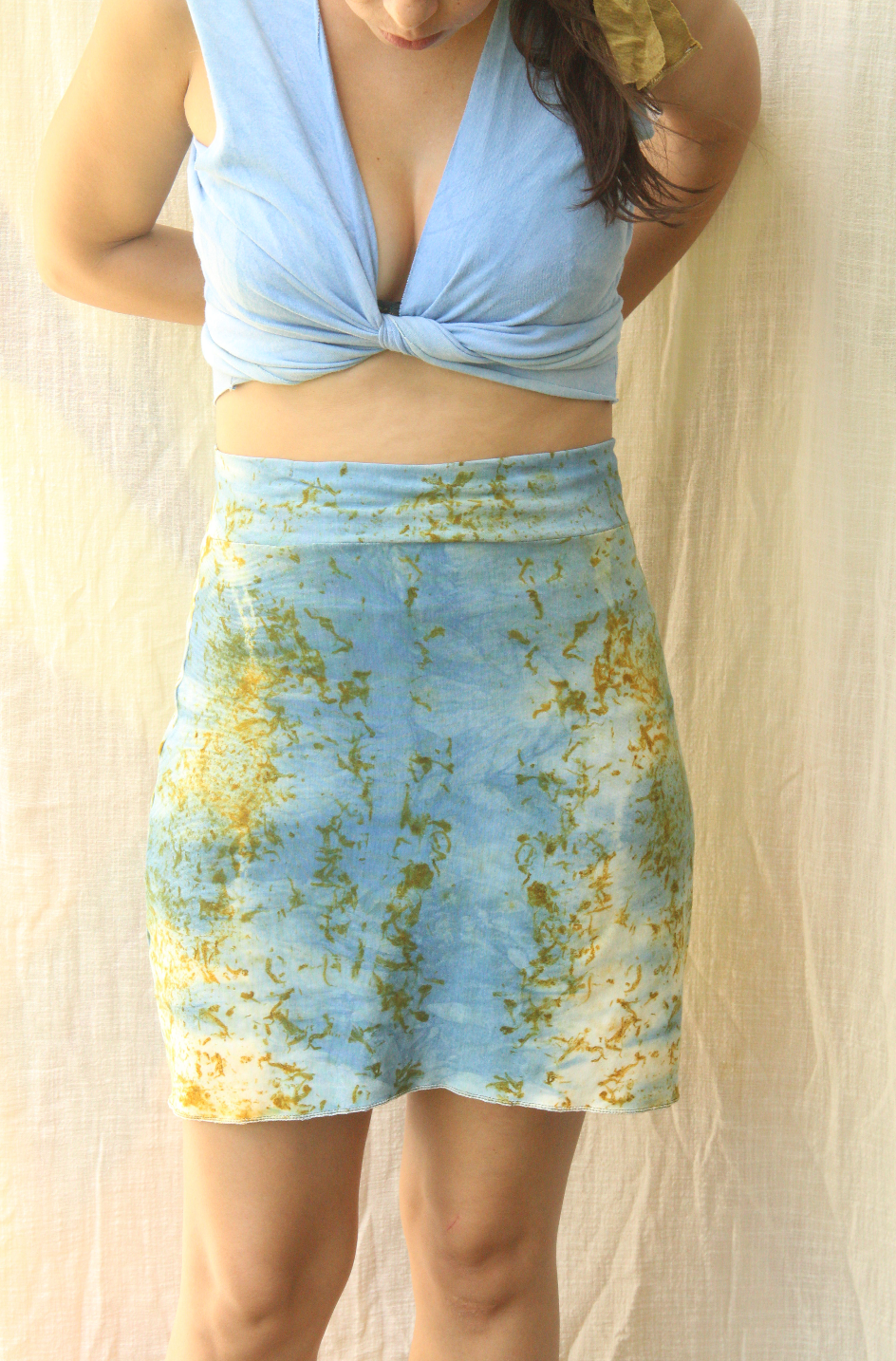 Skirt - M - Indigo/Yellow