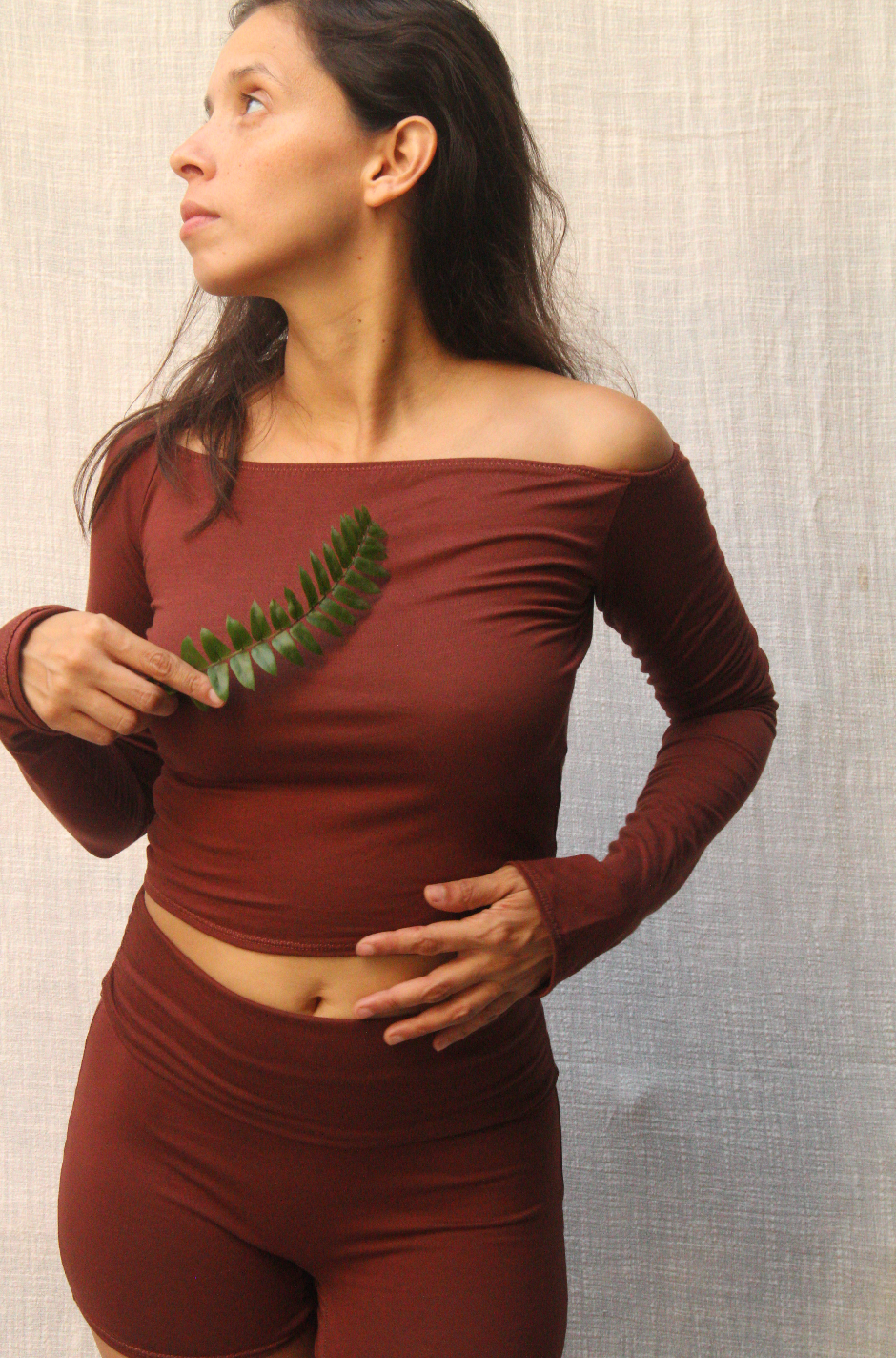 Ela Long Sleeve Top - S - Marron