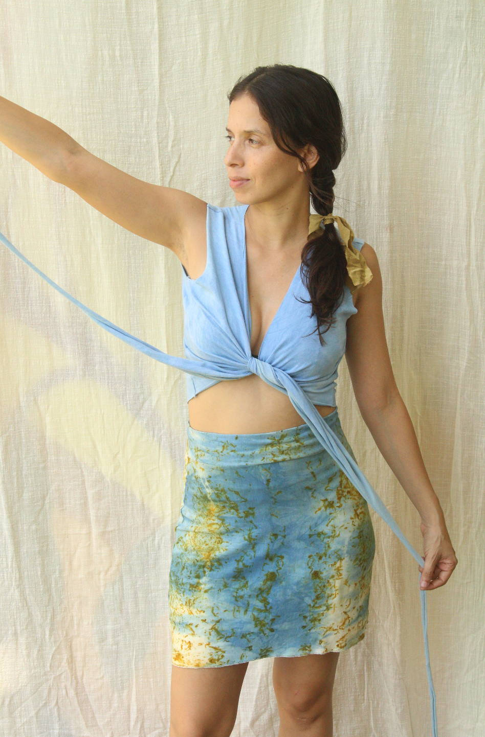Lily Wrap Top - M - Indigo