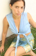 Lily Wrap Top - M - Indigo