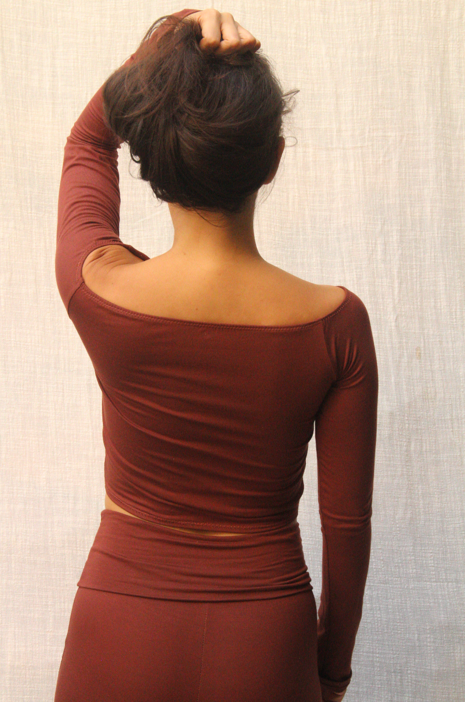 Ela Long Sleeve Top - S - Marron