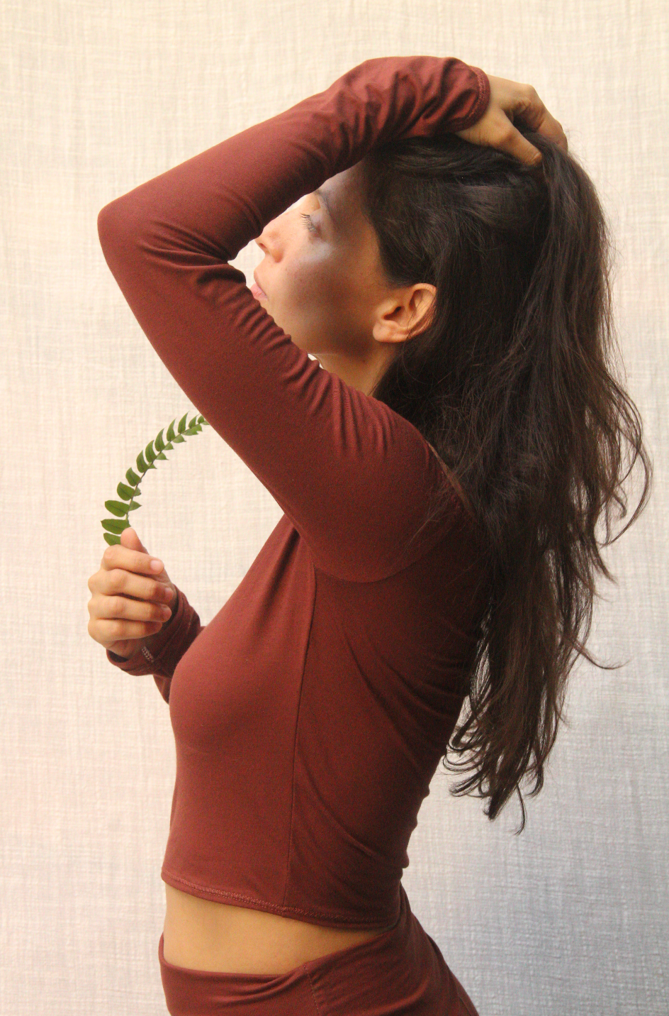Ela Long Sleeve Top - S - Marron